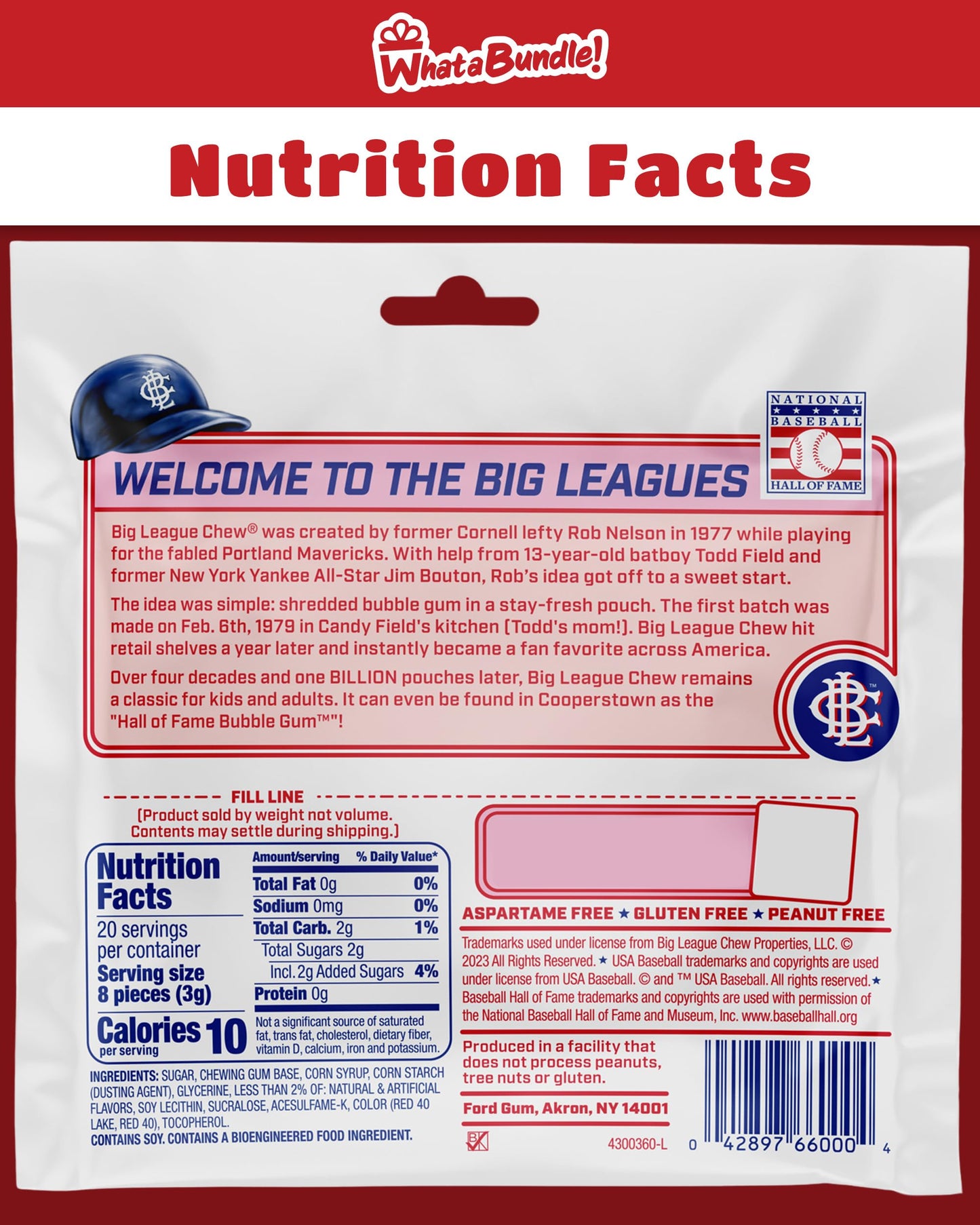 Big League Chew Bubble Gum Variety Pack Original Grape and Strawberry Flavors 3 Individual 212oz Packets Fun Baseball Snacks For Parties Teams and Kids WhataBundle With Pocket Bag