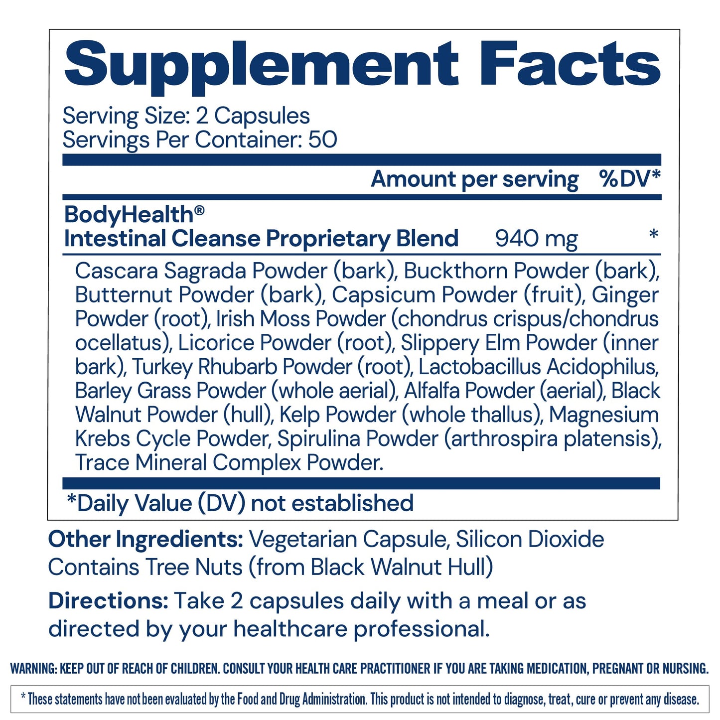 BodyHealth Intestinal Cleanse - Eliminate, Colon Cleanser Detox, Gentle Laxative Pills and Bowel Flush Constipation Relief for Adults, Body Cleanse for Colon Health and Clean Gut (100 Capsules)