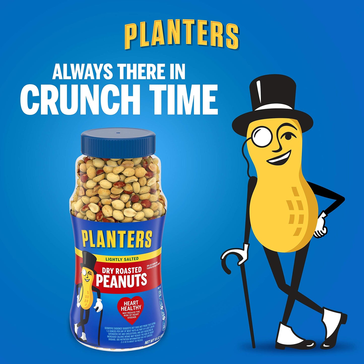 PLANTERS Lightly Salted Dry Roasted Peanuts 16 oz Resealable Jar Peanut Snack Great Movie Snack Active Lifestyle Snack and Party Size Snack Kosher Peanuts Pack of 12