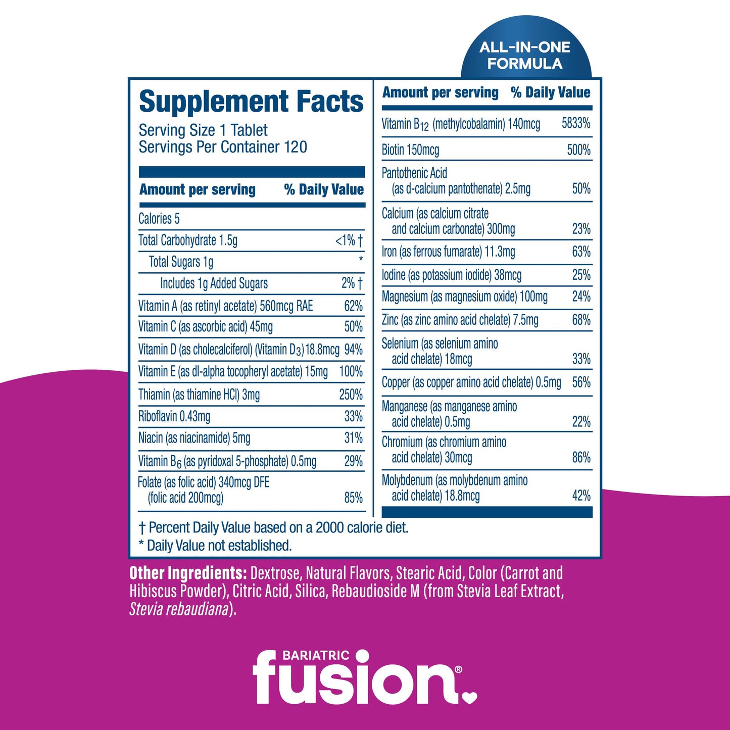 Bariatric Fusion Bariatric Multivitamin with Iron Complete Chewable | Mixed Berry | Post Bariatric Vitamins for Gastric Bypass and Sleeve Gastrectomy | One Month Supply