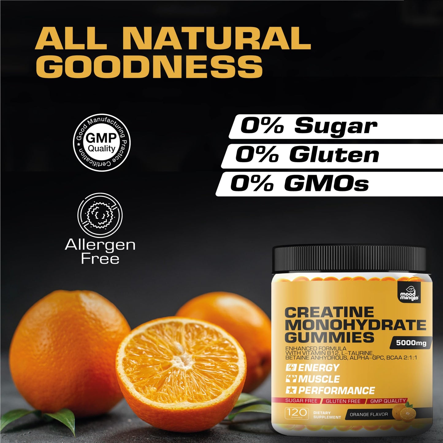 Creatine Monohydrate Gummies 5g for Men Women - Sugar Free Chewable Supplement - Enhanced Formula with L-Taurine Betaine Anhydrous Alpha-GPC BCAA 2:1:1