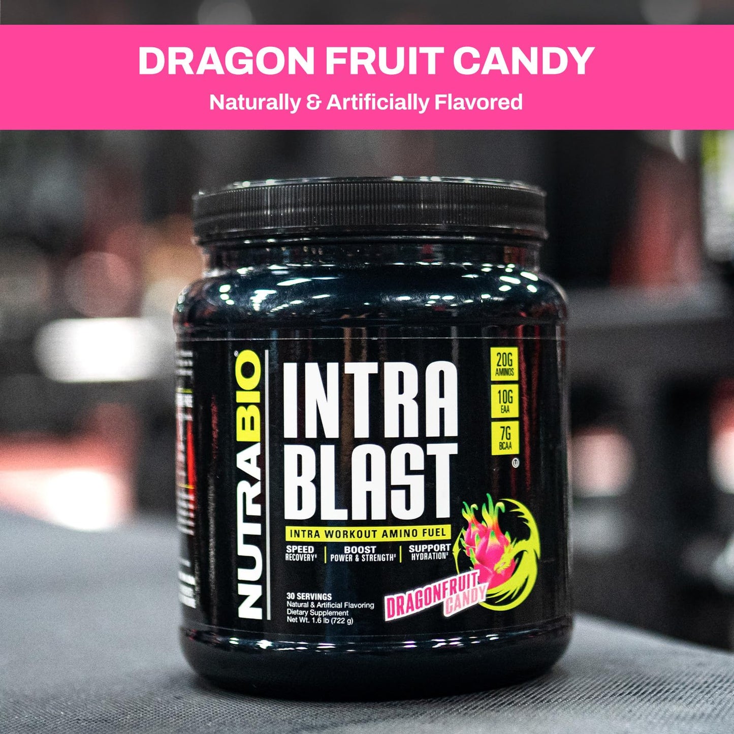 NutraBio Intra Blast BCAA EAA Electrolyte and Hydration Powder - Amino Acid Supplement, EAA/BCAA Powder - Non-GMO and Gluten Free - Dragonfruit Candy - 30 Servings