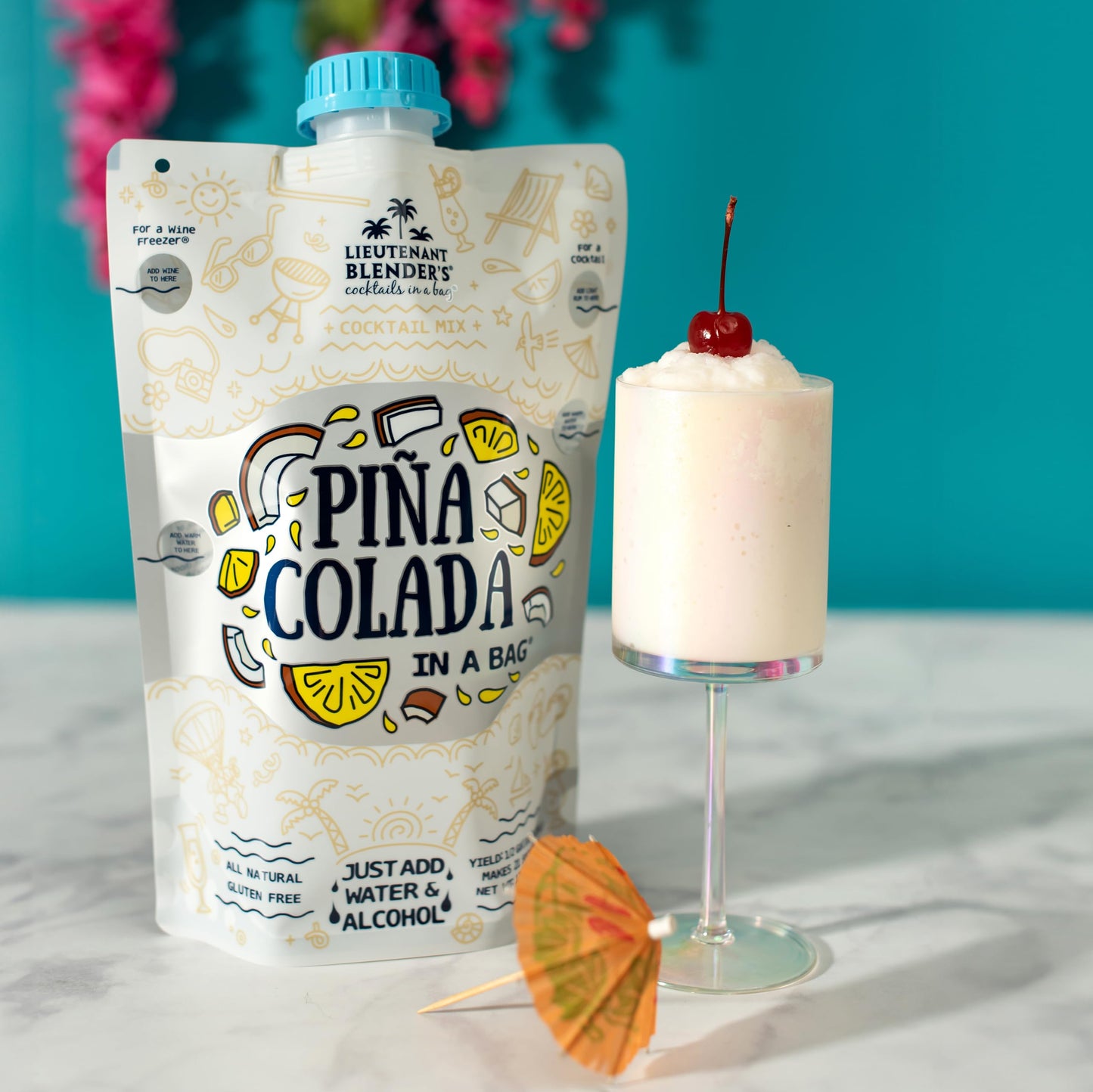 Lt Blenders Pina Colada in a Bag Pina Colada Drink Mix Each Bag Makes 12 Gallon of Slushie Pina Colada Mix Cocktail Mix Make a Cocktail Wine Slushie or Mocktail Pack of 4