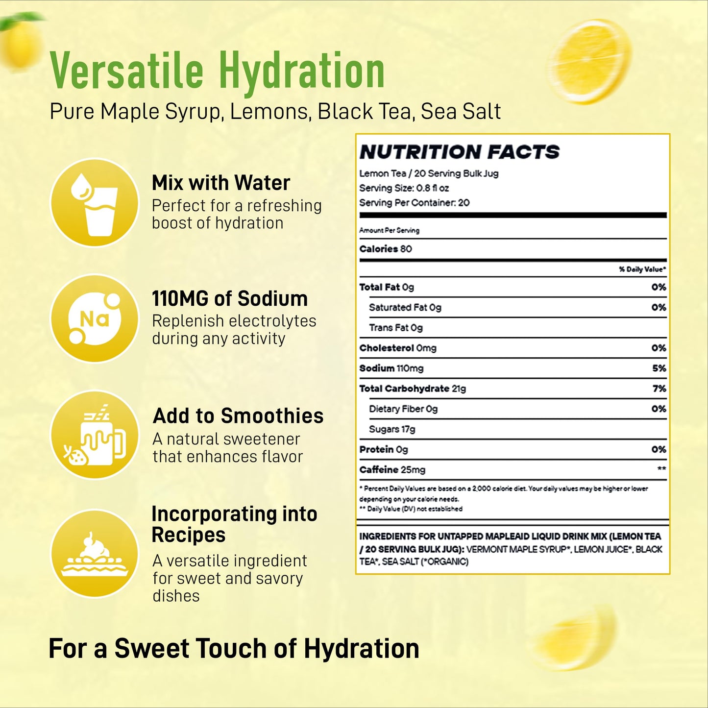 Untapped Liquid Lemon Tea Mapleaid Bulk Bottle - 20 Servings