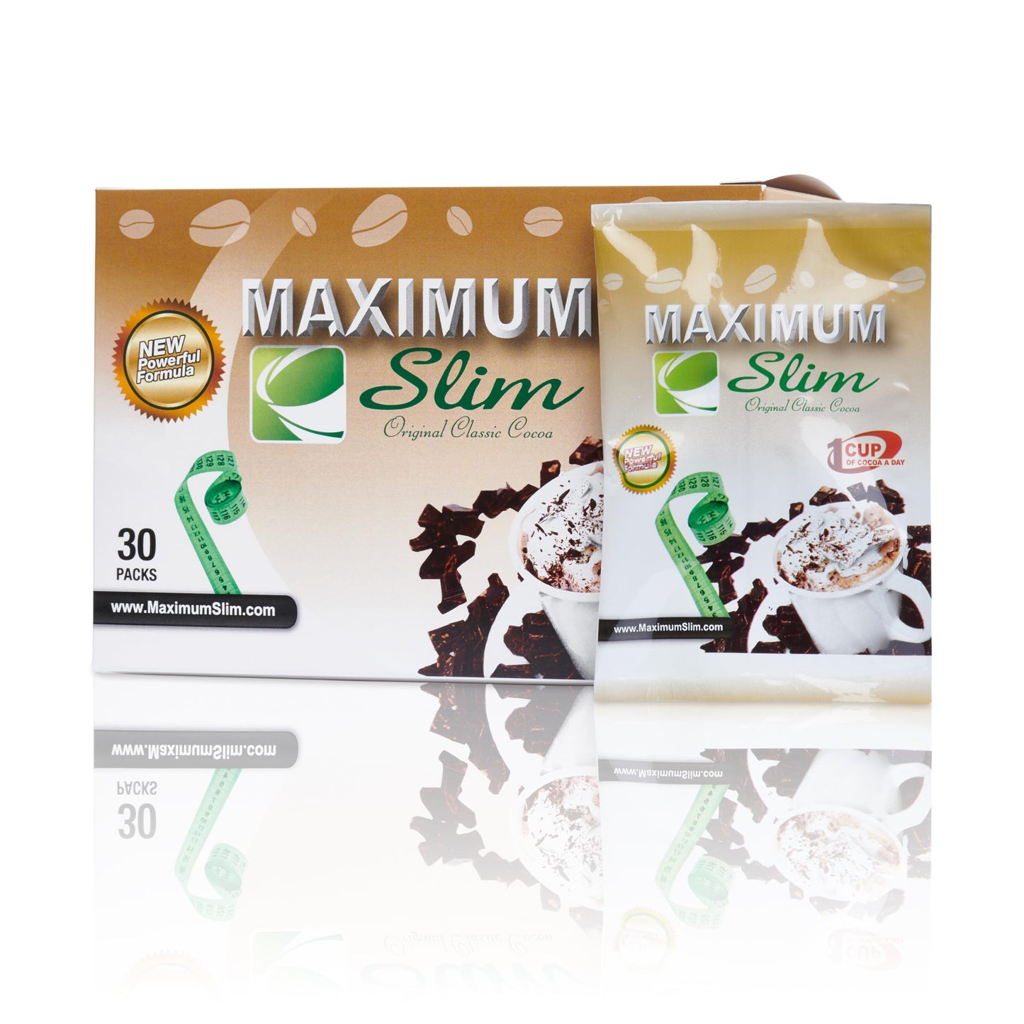 Maximum Slim Premium Instant Cocoa - Creamy, Delicious 4-in-1 Formula with Natural Herbal Extracts for Energy & Vitality, Maximum Satisfaction & Taste. No Side Effects (Laxative-Free) -USA Made, 30 Ct
