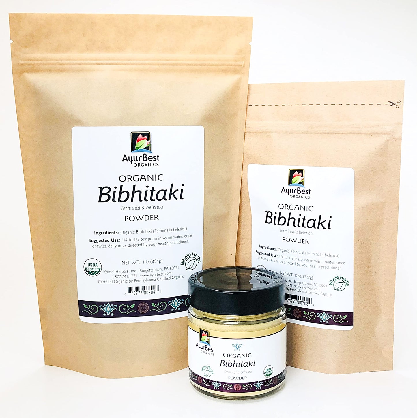 AyurBest Organics Bibhitaki, Baheda, Terminalia bellirica - Organic, Kosher 1 lb Bag, Herbs & Spices