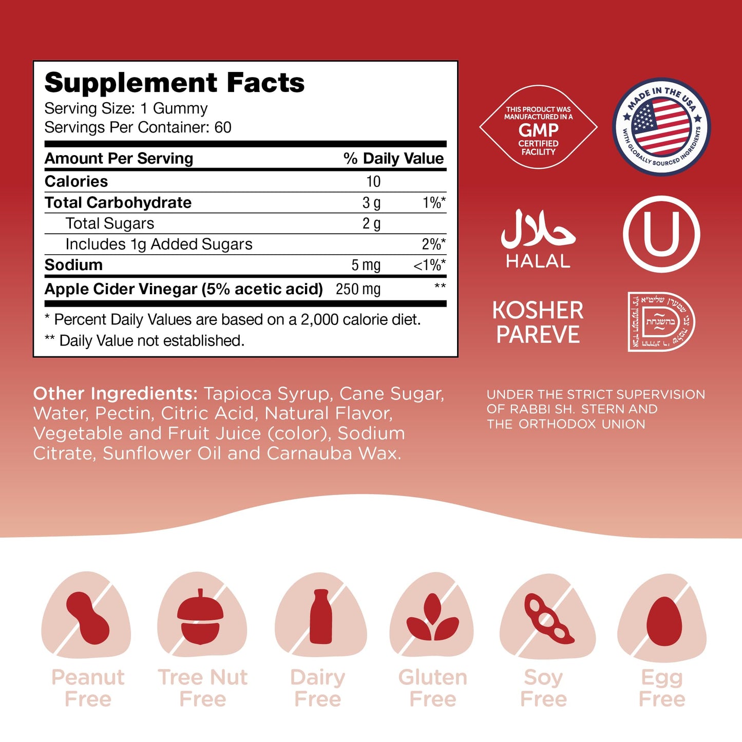 Zahler - Apple Cider Vinegar Gummies - Kosher & Delicious ACV Gummies for Women & Men - Detox Support & Cleanse - Gut Health & Metabolism Support - 60 Pineapple Flavored Gummies.