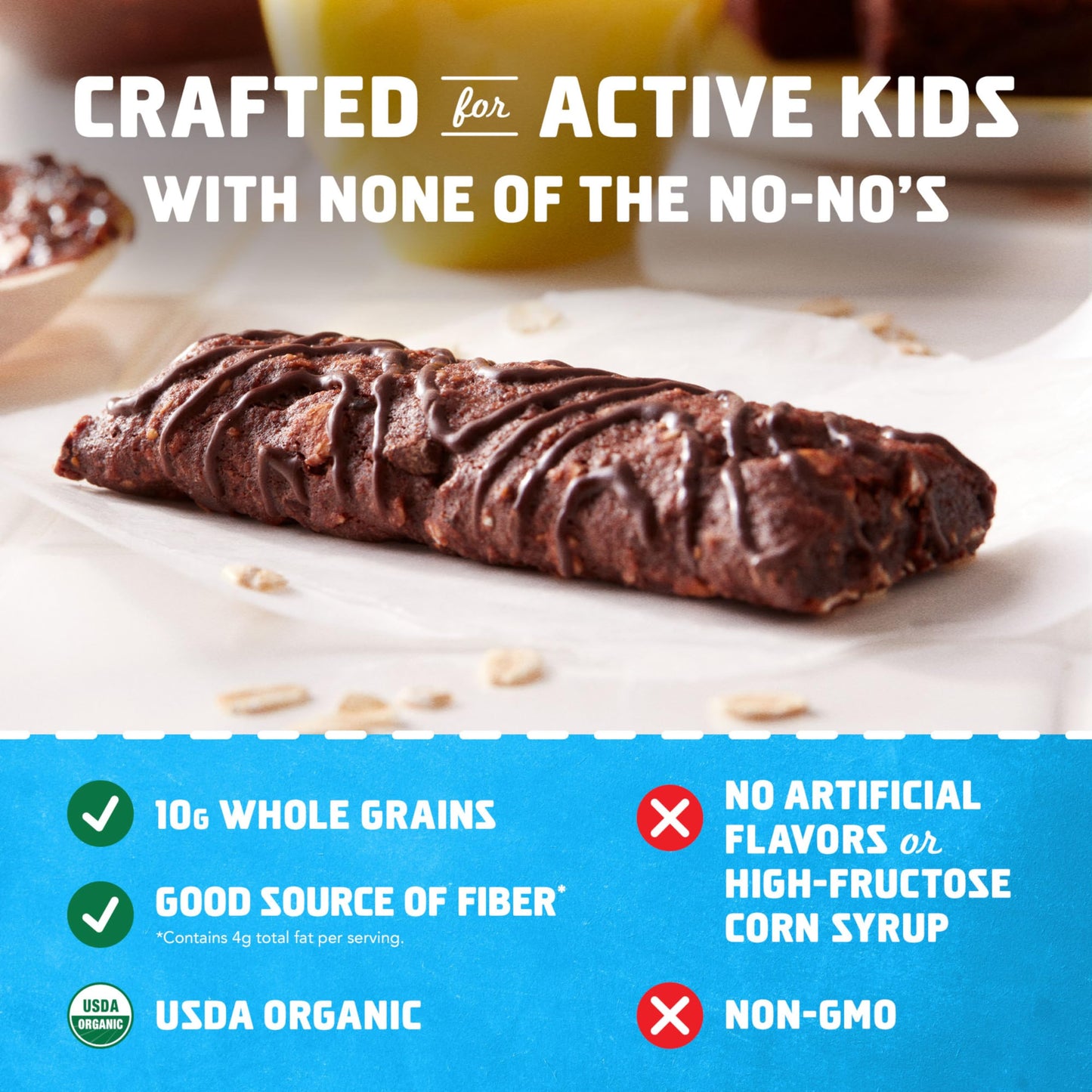 CLIF Kid Zbar Chocolate Brownie Soft Baked Whole Grain Snack Bars USDA Organic NonGMO PlantBased 127 oz 18 Pack