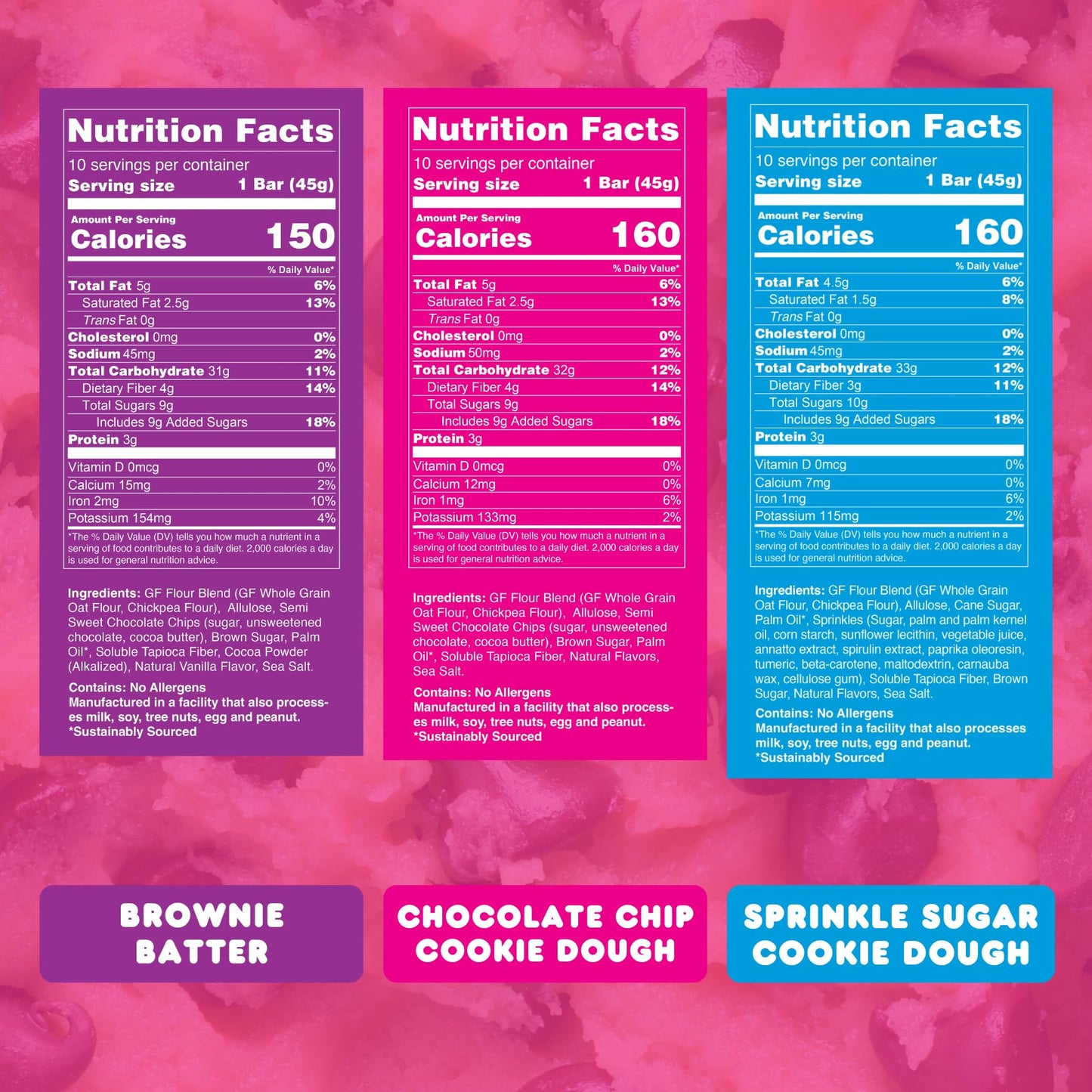 Whoa Dough Edible Cookie Dough Bars Certified NonGMO Kosher and Gluten Free Bars Healthy Snack Foods Plant Based Snacks Real Ingredients Variety Pack 6 Bars