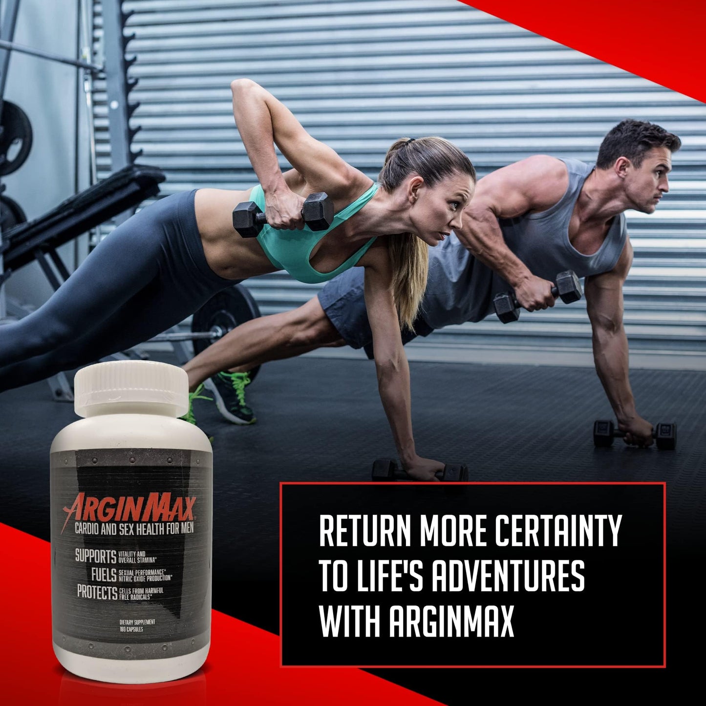 ArginMax L Arginine Nitric Oxide Supplement for Men - Oxygen & Blood Flow Support, Non GMO Nitric Oxide Booster - Larginine Supplements with Ginseng, Nitric Oxide Supplements for Men - 180 Capsules