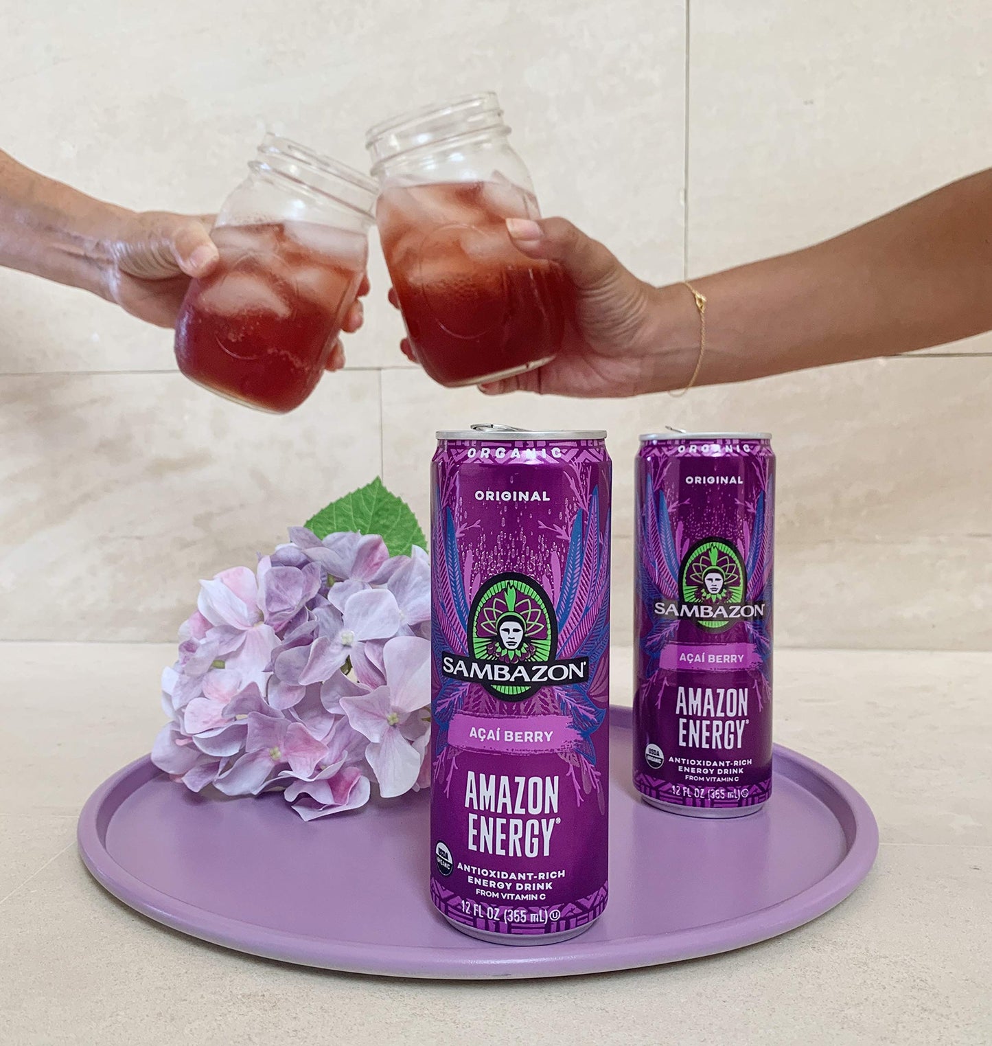 SAMBAZON Organic Sparkling Amazon Energy Drink Original Acai Berry Flavor 12 Ounce Pack of 12 Natural Caffeine Vitamin C Vegan NonGMO Kosher