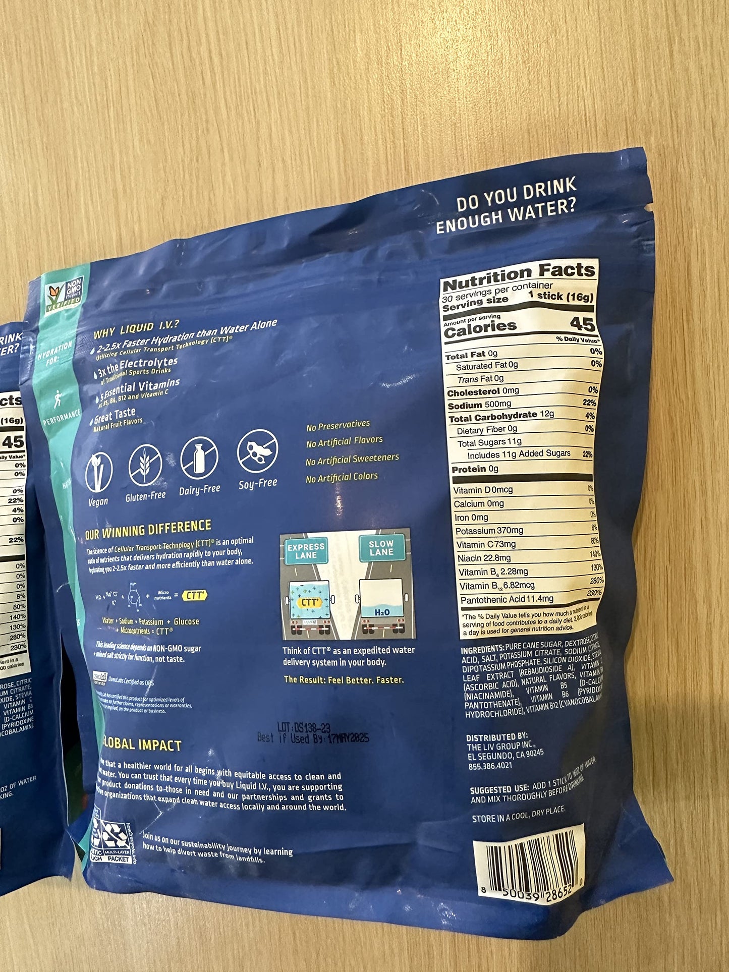 Liquid I.V. Hydration Multiplier, Tropical Punch Flavor 2 bags(2X30 packs),1 Count (Pack of 2)