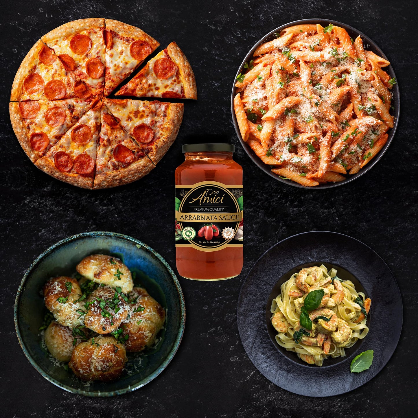 Arrabbiata Sauce by Due Amici KetoVegan Pack of 2 Tomatoes Imported From Italy No Sugar Added Low Carb Low Sodium Gluten Free No Additives NonGMO