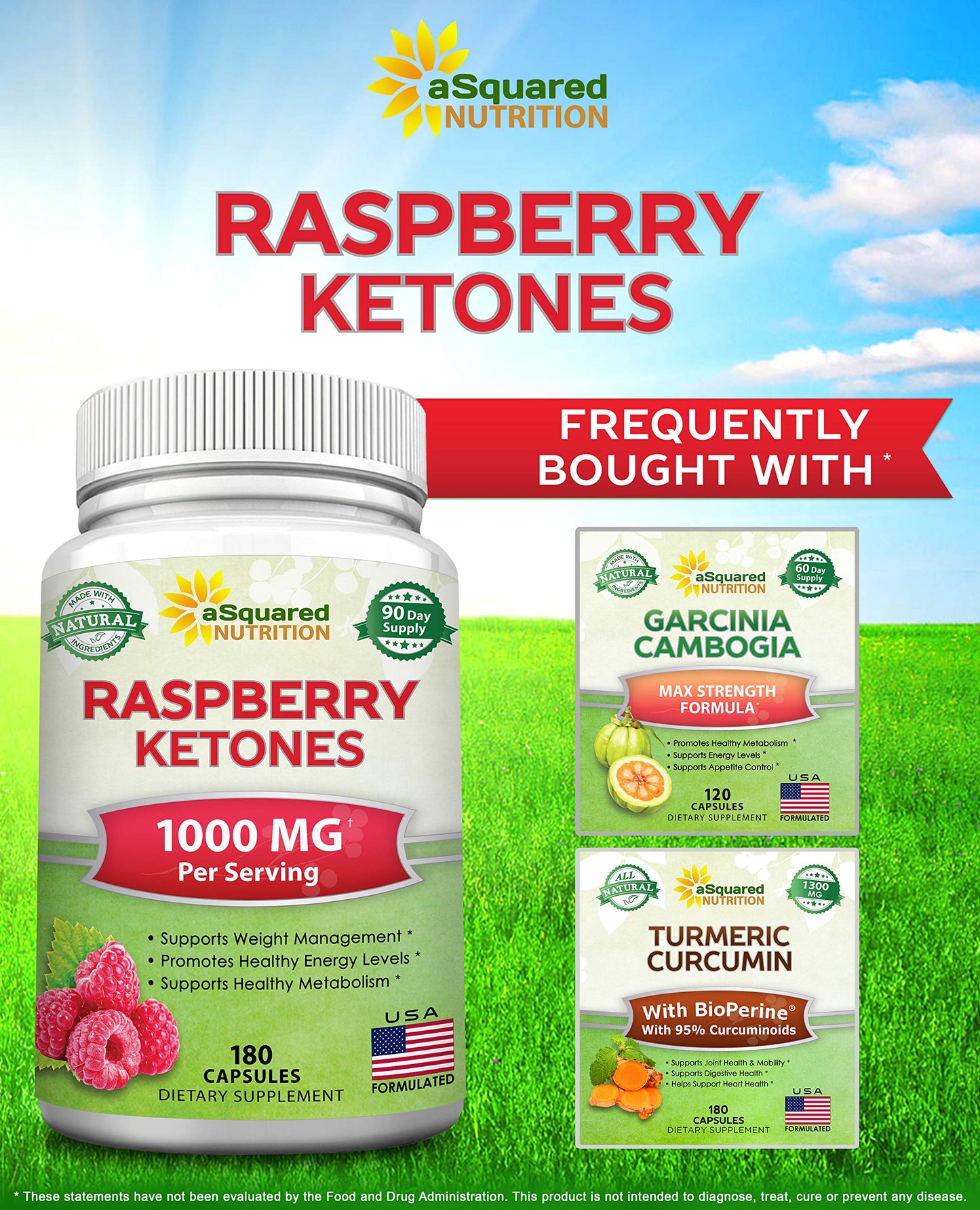 aSquared Nutrition Natural Raspberry Ketones 1000mg-180 Capsules-Weight Loss Supplement, Max Strength Plus Appetite Suppressant Diet Pills, Premium Lean Health Powder to Boost Pure Energy & Metabolism