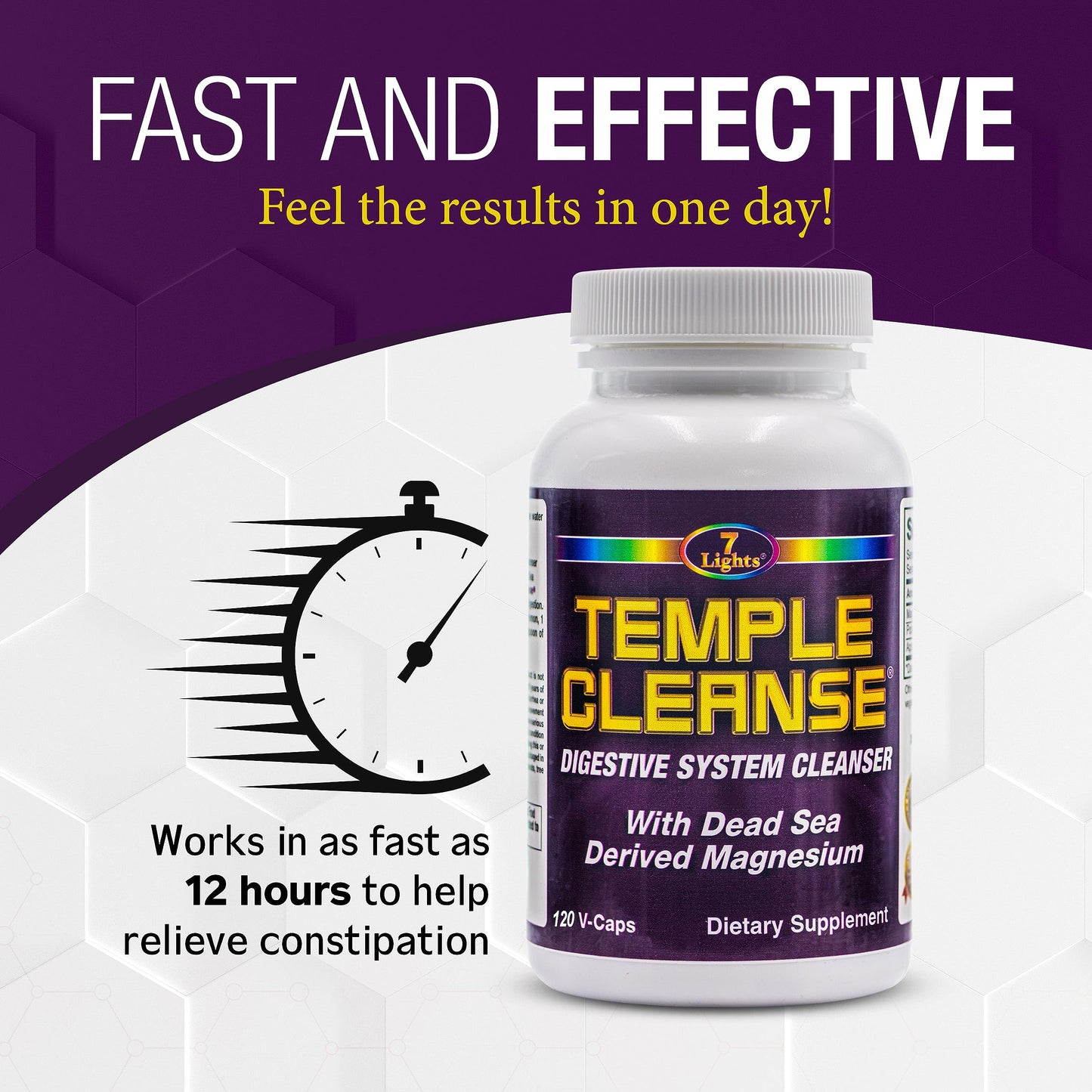 Temple Cleanse 120 Capsules | Oxygen & Dead Sea Magnesium Colon Cleanse Detox, Fast-Acting Constipation Relief, No Gas/Bloating, Vegan Gluten-Free Digestive Cleanse, Gentle on Stomach for Women & Men
