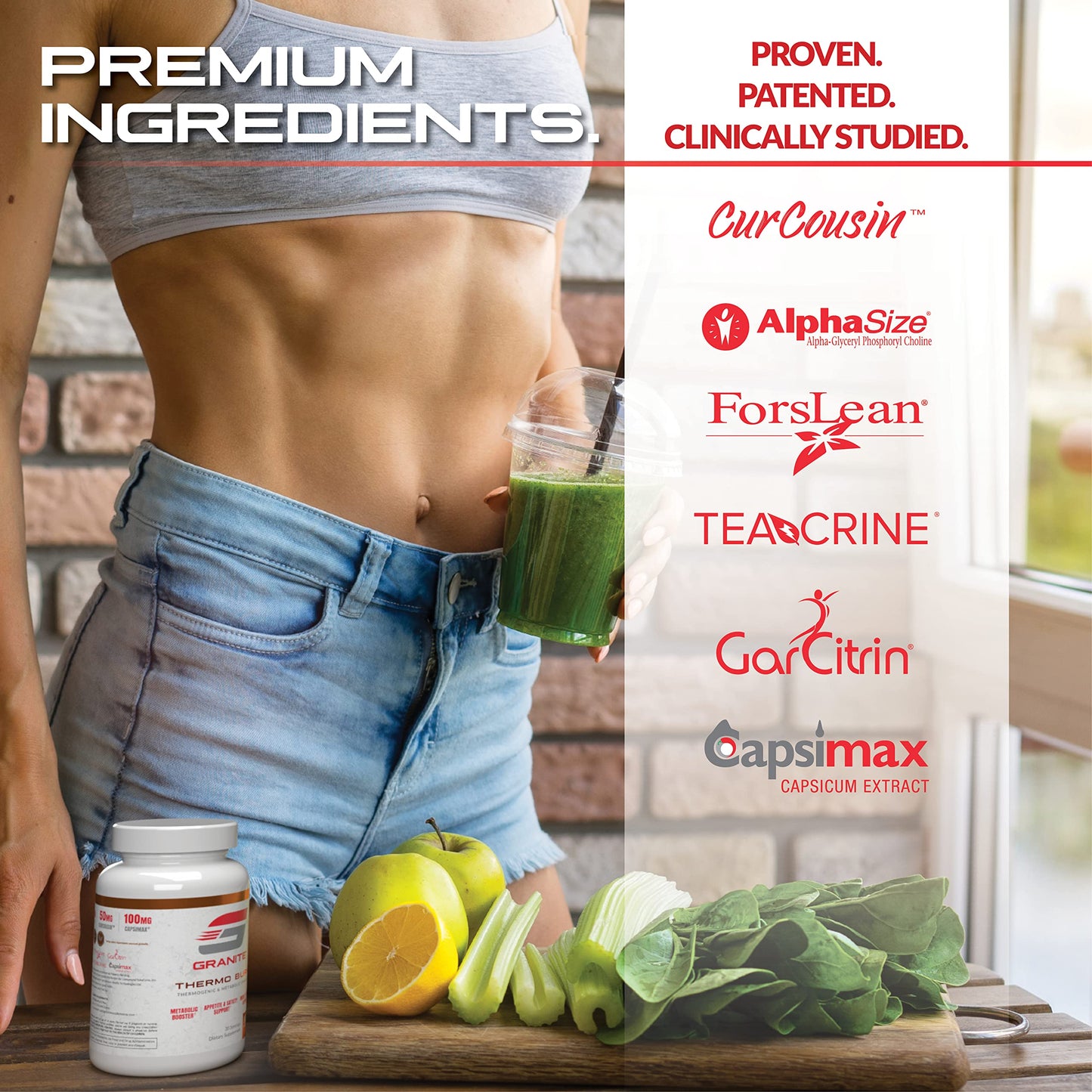Thermo Burn by Granite, New Advanced Formula for Thermogenic, Metabolic, Mood & Appetite Support with Alpha GPC, Theobromine, & 5-HTP (90 Capsules)
