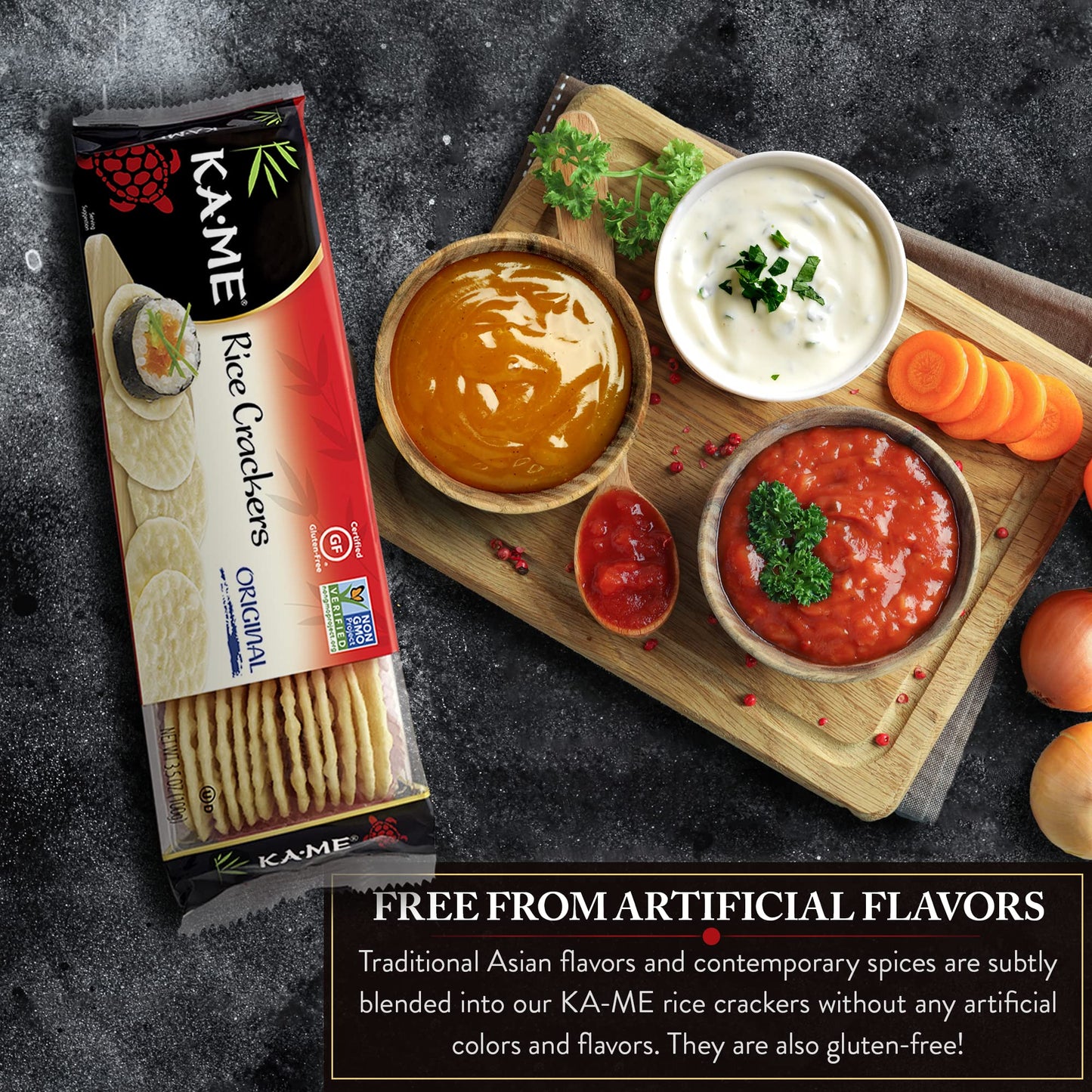 KAME Gluten Free Rice Crackers Original 35 Ounce Pack of 12 42 Ounce