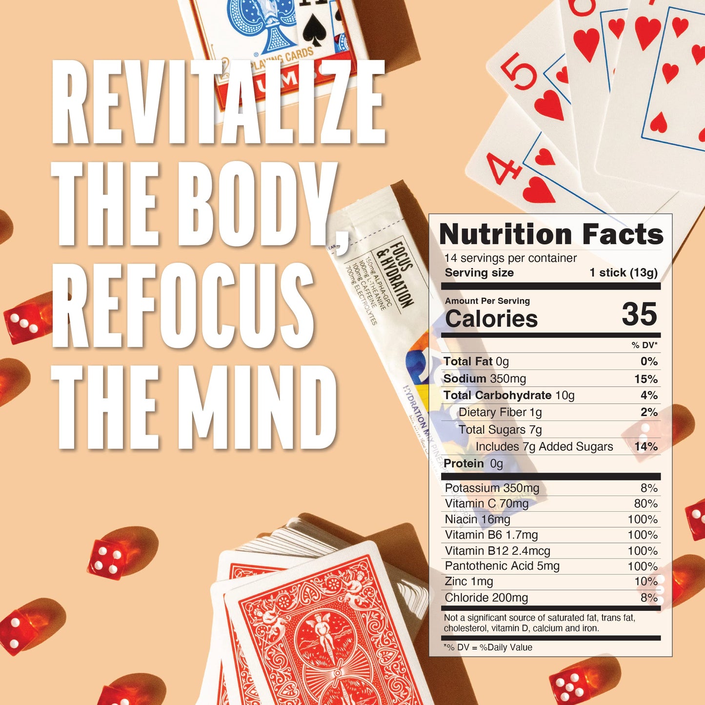 Zest Caffeine, L-Theanine, & Alpha GPC - Focus & Electrolyte Hydration Powder - Pineapple Blueberry - Mix w/Water - 14 Packets - Nootropic Brain Booster Supplement Drink - Low Sugar Liquid Enhancer