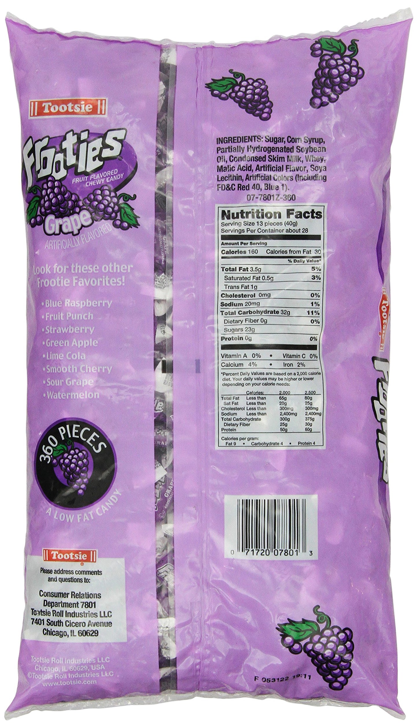 Tootsie Rolls Frooties Grape Candy 360 Count 388oz