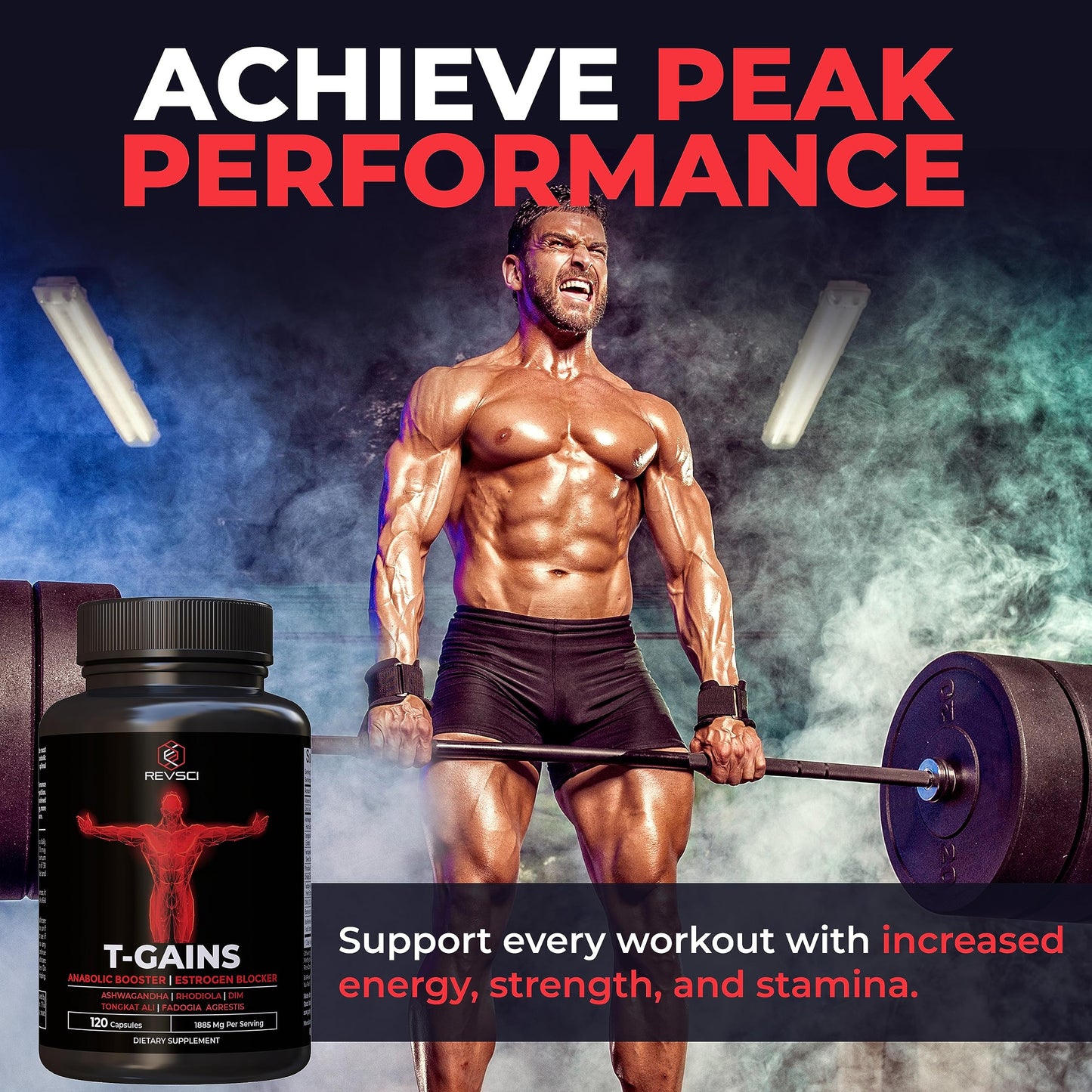Anabolic Booster & Muscle Builder for Men, Total GAINS Muscle Growth & Estrogen Blocker for Men, Ashwagandha Shilajit for Men, Fadogia Agrestis Tongkat Ali for Men, HGH Supplements for Men, 120 Count