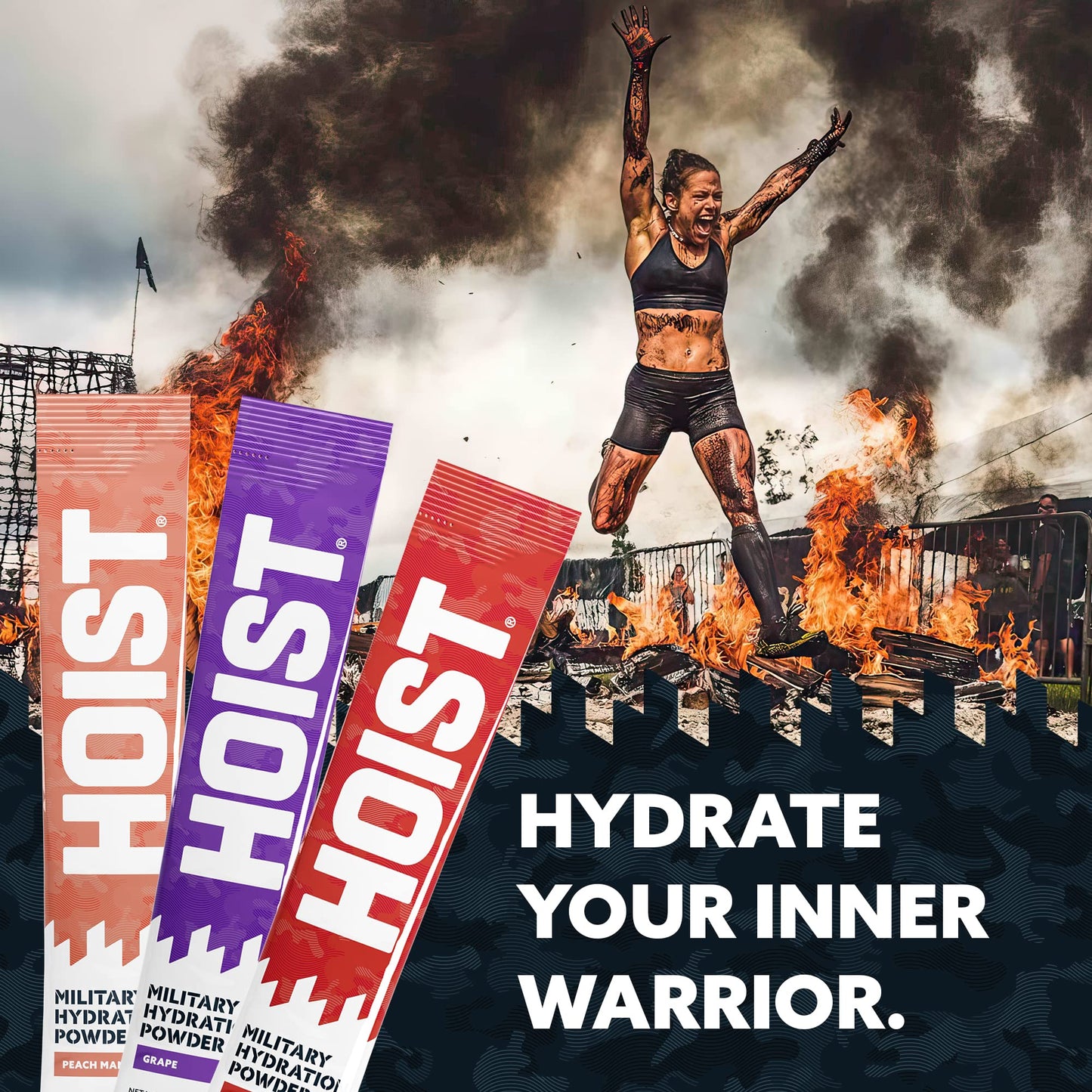 HOIST Premium Military Hydration Powder - Electrolyte Drink Mix - Powder Stick Pack, Fruit Punch (12 Sticks Per Pack)