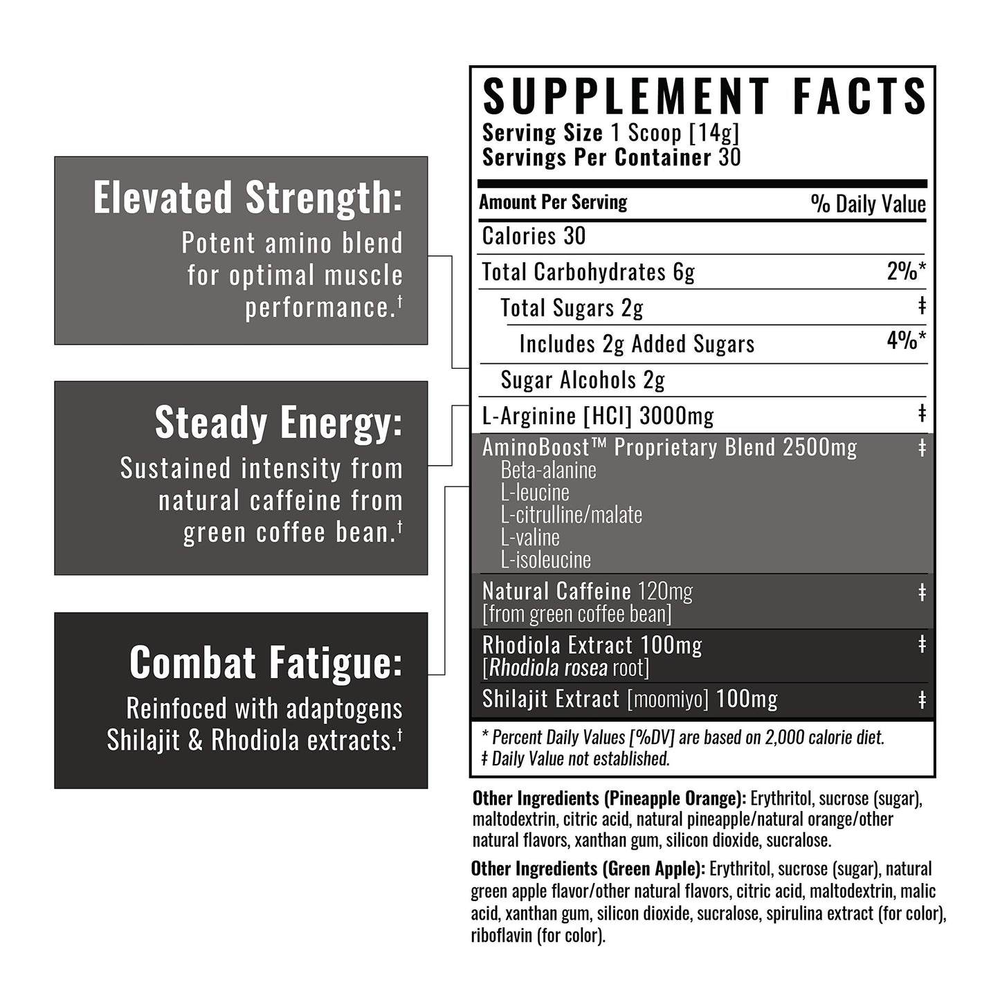 Wilderness Athlete - Brute Force Pre-Workout | Best Pre Workout Powder for Women & Men - Preworkout Drink Supplements with Natural Caffeine - Workout Supplement for Men & Women (Green Apple)