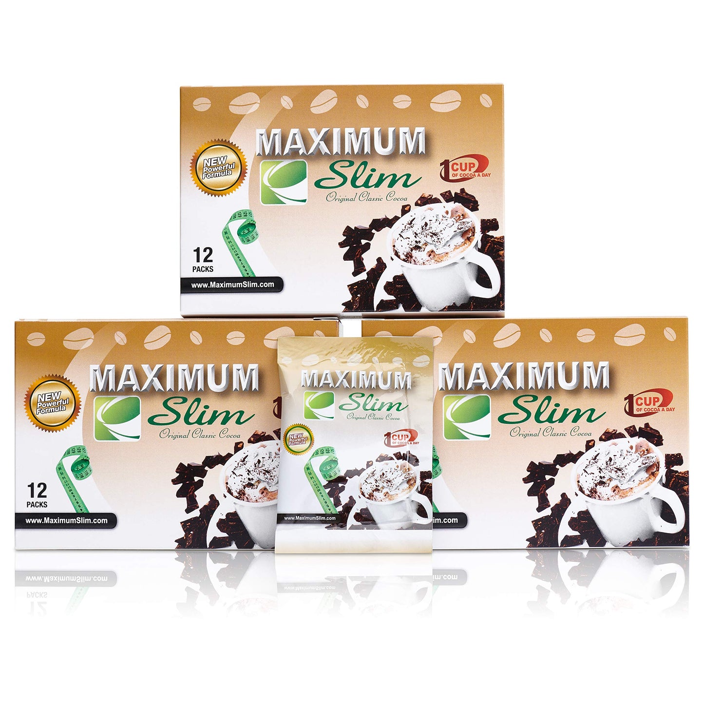 Maximum Slim Premium Instant Cocoa - Creamy, Delicious 4-in-1 Formula with Natural Herbal Extracts for Energy & Vitality, Maximum Satisfaction & Taste. No Side Effects (Laxative-Free) -USA Made, 12 Ct