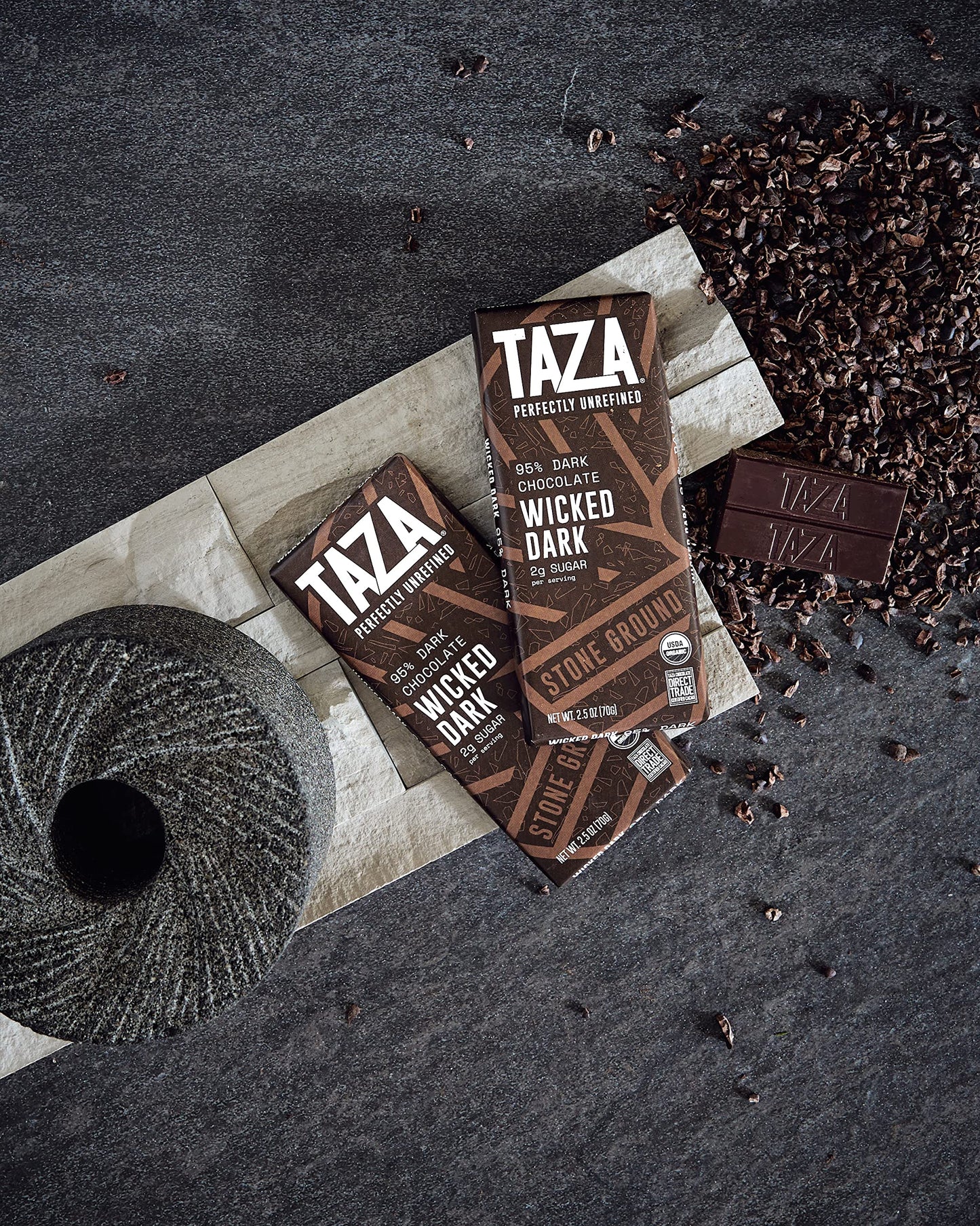 Taza Chocolate Organic Amaze Bar 95 Stone Ground Wicked Dark 25 Ounce 6 Count Vegan