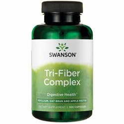 Swanson Tri-Fiber Complex - Digestive Health Supplement Made with Psyllium, Oat Bran, '&' Apple Pectin - (100 Capsules)