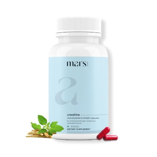 Mars Micronized Creatine Monohydrate Caps with Shilajit & Surgemax (120N) | 100% Pure & Natural | Overall Well-Being - Pack of 1