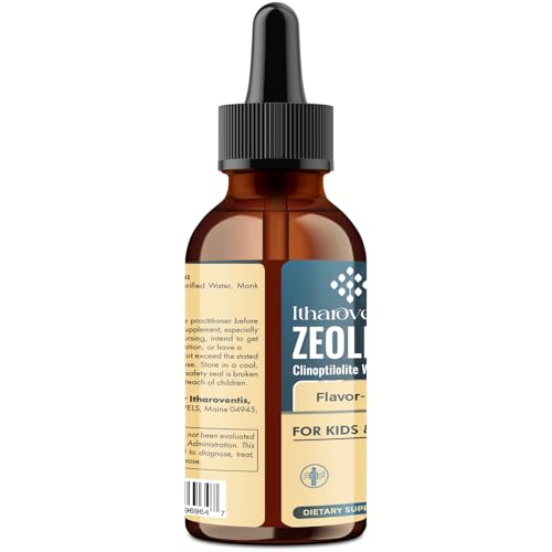Itharoventis Zeolite Drops for Kids and Adults, Zeolite Clinoptilolite Liquid with Methyl Vitamin B12 & D3, Monk Fruit Flavor, 2 Fl Oz