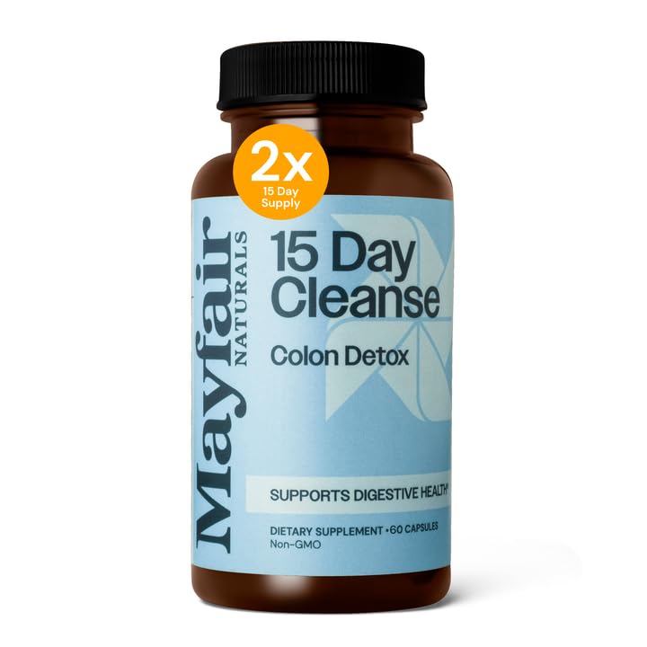 30 Day Supply,15 Day Cleanse Colon Detox, 60 Capsules (30 Servings), Natural Laxative for Constipation and Digestive Health Supplement, Dietary Supplement
