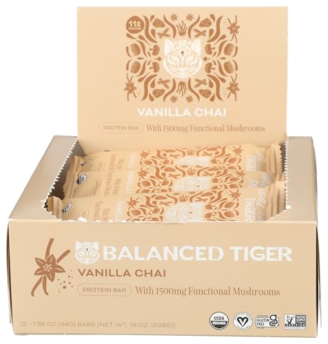 Balanced Tiger Vanilla Chai Protein Bar, Gluten Free, Non GMO, 1.55 Ounces (Pack Of 12)