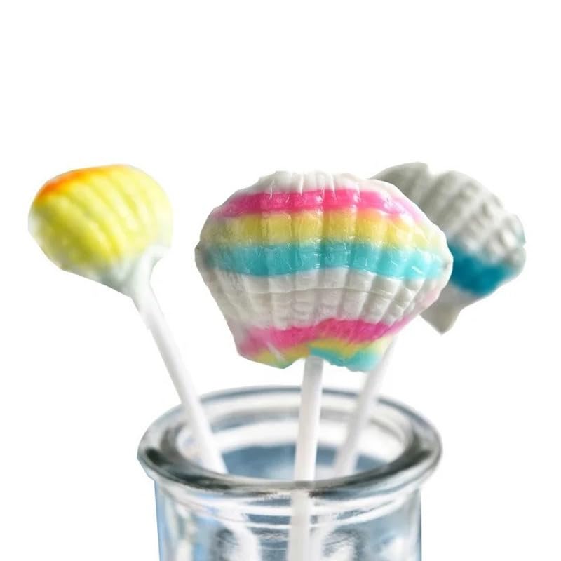 Seashell Candy Lollipops  24 Suckers Individually Wrapped Bulk  Great for Mermaid Party Favors  Beach  Ocean Themed  Candy Buffet  Cake Toppers  Birthday Candy for Kids