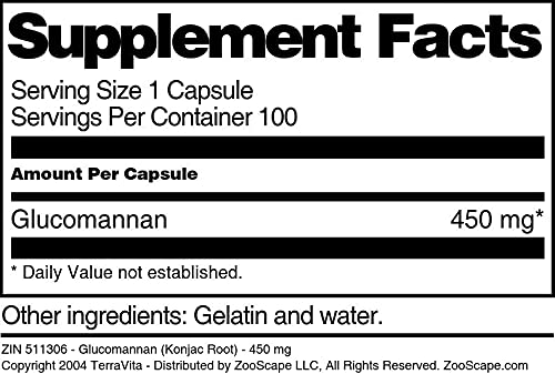 Glucomannan (Konjac Root) - 450 mg (100 Capsules, ZIN: 511306)