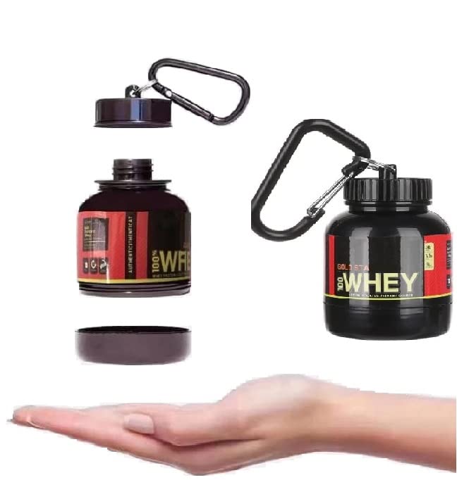 Amena Protein Powder Container with Funnel - The Portable Protein Powder Container with Funnel & Belt Key Chain for Easy Carrying -100ml