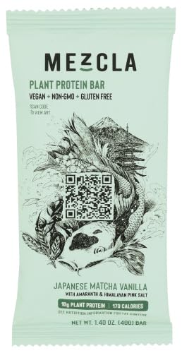 Mezcla Plant Protein Bars  Vegan Gluten Free Snacks  2 of Each Flavors Japanese Matcha Vanilla Peruvian Cocoa Peanut Butter Mexican Hot Chocolate  Canadian Maple Blueberry  140 oz x 8
