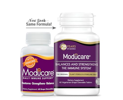 Moducare Daily Immune Support, Plant Sterol Dietary Supplement, Grape Flavored, 60 chewable Tablets (Packaging May Vary)