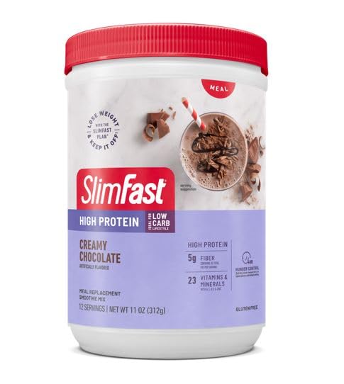 SlimFast Advanced Nutrition Creamy Chocolate Smoothie Mix - Weight Loss Meal Replacement - 20g protein - 11.4 Oz. Canister - 12 servings - Pantry Friendly