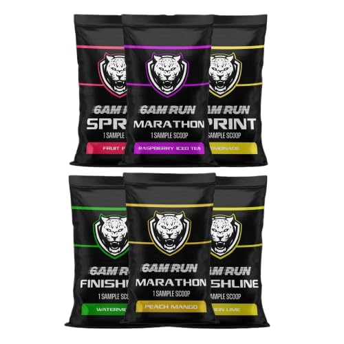 6AM Run Sample Packs, Single-Serving Scoops, Running Pre-Workout & Recovery Powders for Runners (12 Pack)
