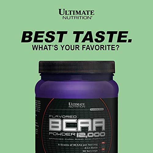 Ultimate Nutrition Flavored BCAA Powder - Caffeine Free with 3g Leucine 1.5g Valine 1.5g Isoleucine - Post Workout Amino Acid Supplement, Watermelon, 30 Servings