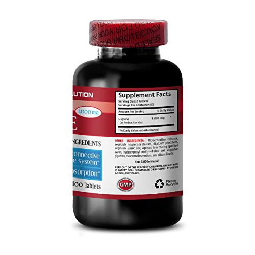 L-lysine 1000 mg Tablets - L-LYSINE 1000MG - Promote Healthy Skin - l-lysine Tablets - l-lysine 1000mg Tablets - l-lysine Supplement - l-lysine Ointment - lysine 1000mg Tablets, 2 Bottles 200 Tabs