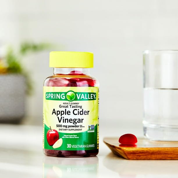 IKJ Apple Cider Vinegar Dietary Supplement Vegetarian Gummies, 500 mg, 30 Count