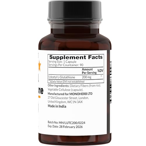 MONOHERB S-Acetyl L-glutathione 200mg - 90 Vegetarian Capsules