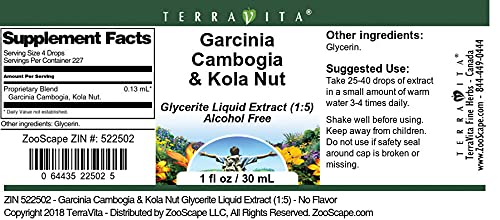 Garcinia Cambogia & Kola Nut Glycerite Liquid Extract (1:5) - No Flavor (1 oz, ZIN: 522502)