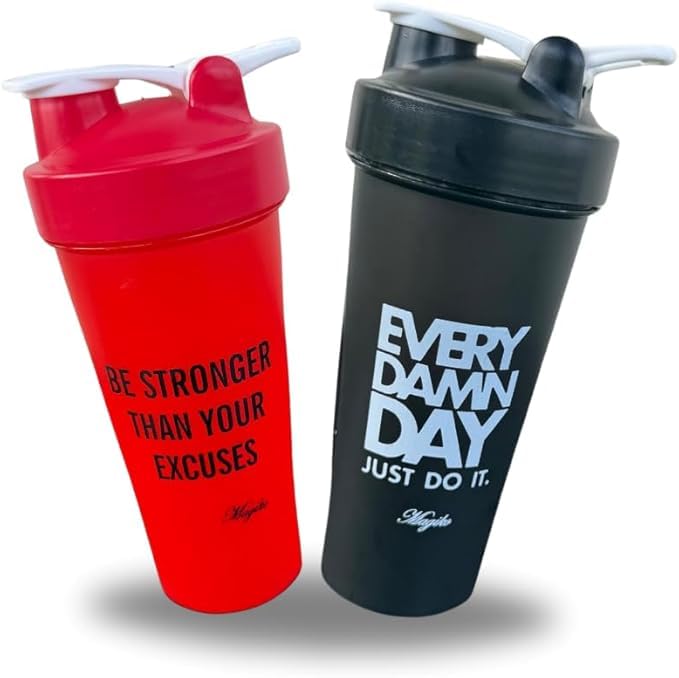 MagikoSFI Blender Shaker Bottles for Protein, 28oz Portable Leakproof Pre-Workout Nutrition Water Bottle, BPA-Free Gym Protein Shaker for Sports & Outdoor Motivational Protein Shaker (Red/Black)