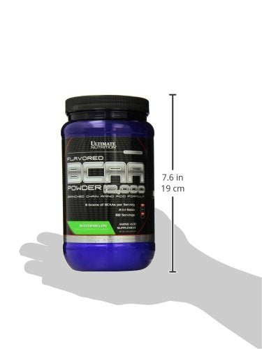 Ultimate Nutrition Flavored BCAA Powder 12000 Branched Chain Post Workout Amino Acid Supplement-Caffeine-Free with 3g Leucine 1.5g Valine 1.5g Isoleucine- Blue Raspberry, 60 Servings