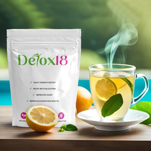 Detox 18 all Natural Tea Bags - Detox Tea Support Healthy Weight - Energize Your Day, Helps Reduce Bloating, Natural Detox and Cleanse | Laxative-Free, Vegan, 18 Servings