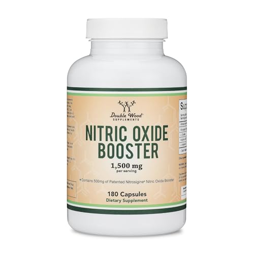 Nitric Oxide Supplement (Stim Free Pre Workout) - Nitric Oxide Booster with Nitrosigine, L Arginine, and L Citrulline (Clinically Studied to Boost No2 Nitric Oxide Flow) 180 Capsules by Double Wood