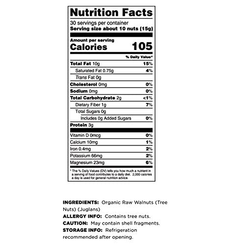 Terrasoul Superfoods Raw Organic Walnuts 16 Oz  Chandler Variety  Fresh  Light Color